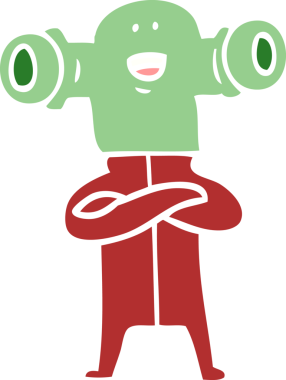 Bir insan tarafından çizilmiş düz renkli çizgi film uzaylısı.