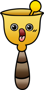 Bir insan tarafından çizilmiş okul çanının gölgeli karikatürü