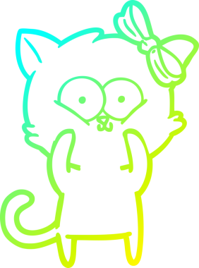 Bir insan tarafından çizilen çizgi film kedisinin soğuk gradyan çizgisi.