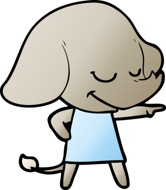 Bir insan tarafından çizilmiş gülümseyen bir fil.