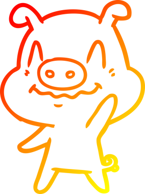 Bir insan tarafından çizilen gergin bir domuzun sıcak çizgi çizimi.