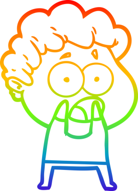 Gökkuşağı gradyan çizgi çizimi Bir insan tarafından çizilmiş şaşırarak nefes nefese bir çizgi film adamı