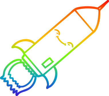 gökkuşağı gradyan çizgi çizimi bir insan tarafından çizilmiş bir roket