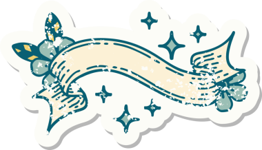 Bir insan tarafından çizilmiş yıldızların bayrağını taşıyan eski bir etiket.