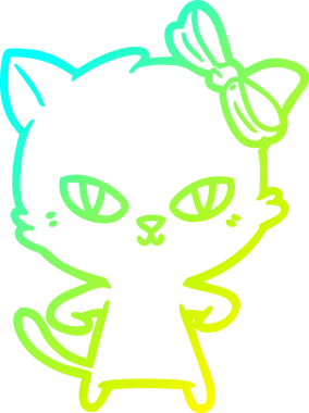 Bir insan tarafından çizilmiş bir çizgi film kedisinin soğuk gradyan çizgisi.