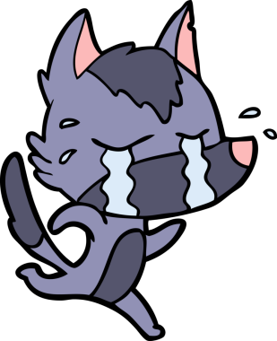 Bir insan tarafından çizilmiş ağlayan kurt çizgi filmi.