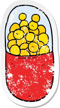 Bir insan tarafından çizilmiş karikatür hapının sıkıntılı çıkartması.