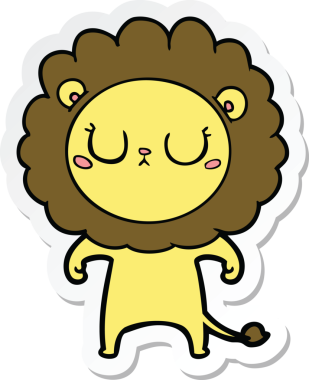 Bir insan tarafından çizilmiş karikatür aslanının çıkartması.