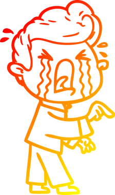 Bir insan tarafından çizilmiş, ağlayan bir çizgi film karakteri.