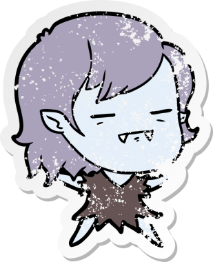 Bir insan tarafından çizilmiş ölümsüz vampir bir kızın sıkıntılı çıkartması.