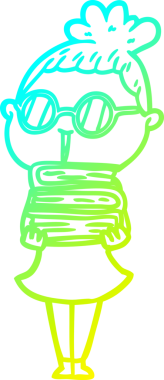 Bir insan tarafından çizilmiş gözlüklü bir karikatür kadın çizimi.