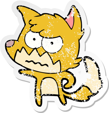 Bir insan tarafından çizilmiş, sıkıntılı bir çizgi film çıkartması.