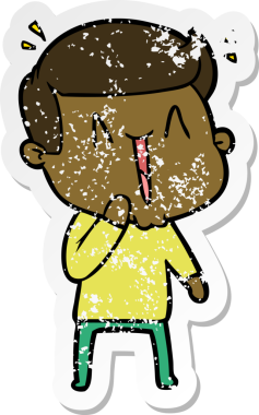 Bir insan tarafından çizilmiş heyecanlı bir karikatür çıkartması.