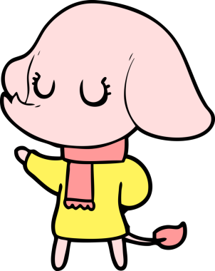 Bir insan tarafından çizilmiş şirin bir fil.