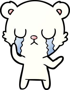 Bir insan tarafından çizilmiş üzgün küçük kutup ayısı çizgi filmi.