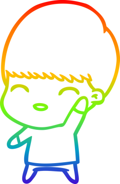 gökkuşağı gradyanı çizimi bir insan tarafından çizilmiş mutlu bir çizgi film çocuğu