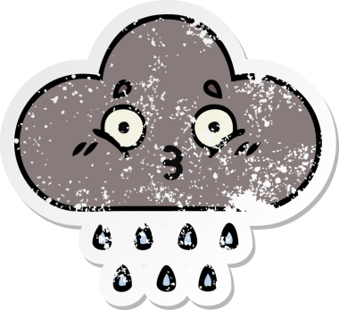 Bir insanın çizdiği yağmur bulutu çizgi filminin sıkıntılı çıkartması.