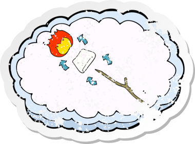 Bir insan tarafından çizilmiş retro stresli bir çizgi film çıkartması.