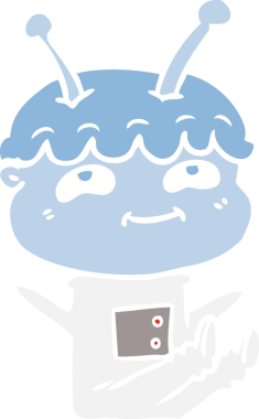 Bir insan tarafından çizilmiş düz renkli çizgi film uzay adamı.