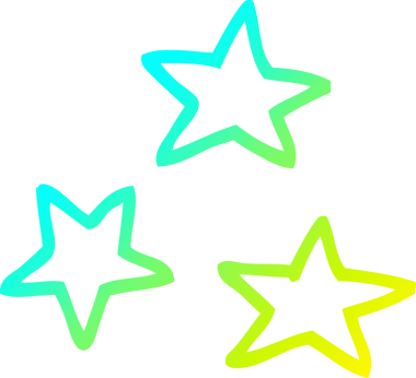 Bir insan tarafından çizilmiş üç yıldızlı bir çizgi.