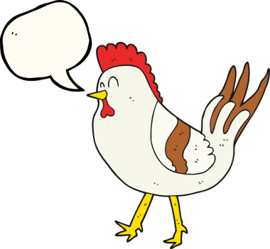 Bir insan tarafından çizilmiş serbest konuşma balonu çizgi filmi tavuğu.