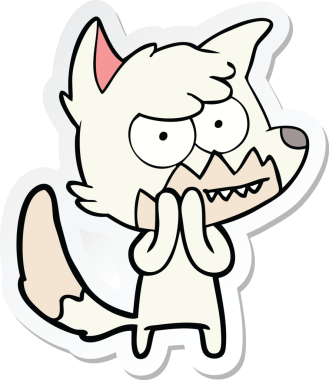 Bir insan tarafından çizilmiş sırıtan tilki çizgi filminin çıkartması