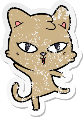 Bir insan tarafından çizilmiş karikatür bir kedinin sıkıntılı çıkartması.