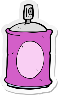 Bir insan tarafından çizilmiş çizgi film spreyinin çıkartması.