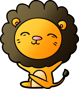 Bir insan tarafından çizilmiş çizgi film aslanı.