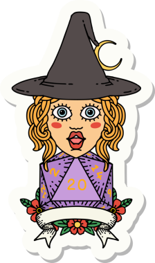 Bir insan tarafından çizilmiş doğal yirmi zarlı bir cadının çıkartması.