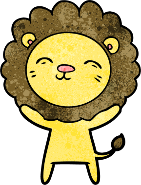 Bir insan tarafından çizilmiş çizgi film aslanı.