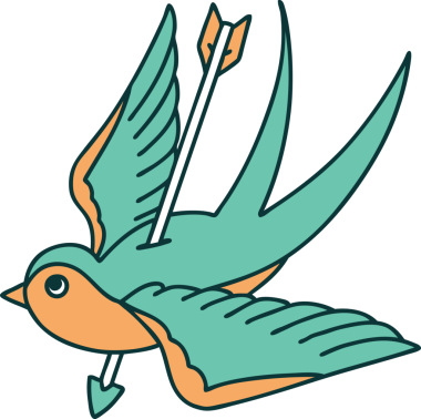 Bir insanın çizdiği bir kırlangıcın ikonik dövme şekli