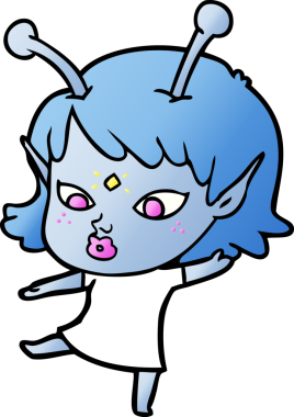 Bir insan tarafından çizilmiş güzel uzaylı kız.