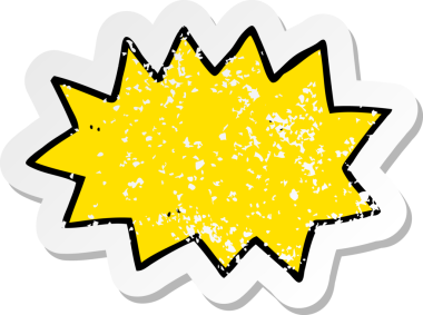 Bir insan tarafından çizilmiş bir çizgi film patlama sembolünün gerilimli yapıştırması.