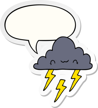 Bir insan tarafından çizilmiş konuşma balonu çıkartmalı karikatür fırtına bulutu.