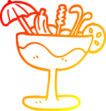 Bir insan tarafından çizilmiş tropikal bir karikatürün sıcak gradyan çizimi