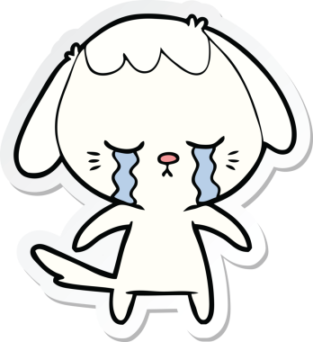 Bir insan tarafından çizilmiş ağlayan bir köpeğin çıkartması.