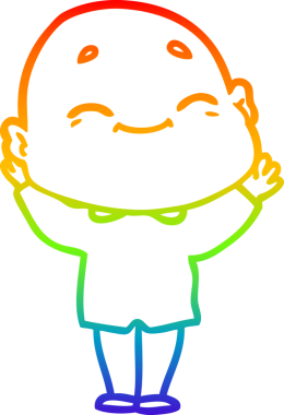 Gökkuşağı gradyan çizgi çizimi Bir insan tarafından çizilmiş mutlu kel adam