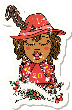 Bir insan tarafından çizilmiş 20 zarlı Retro Dövme Tarzı insan ozanı