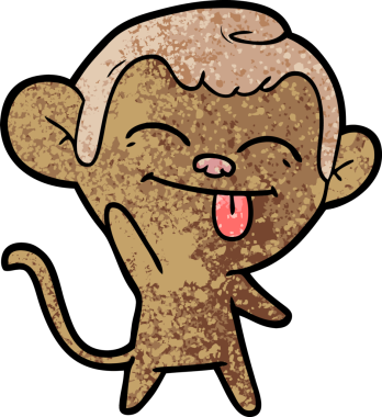 Bir insan tarafından çizilmiş komik çizgi film maymunu.