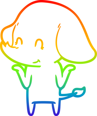 Gökkuşağı gradyan çizgisi bir insan tarafından çizilmiş şirin bir fil çizimi