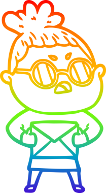 Gökkuşağı gradyan çizimi bir insan tarafından çizilmiş bir çizgi film.