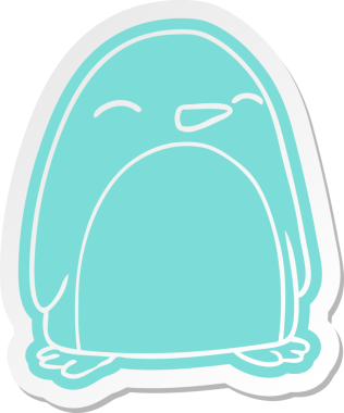 Bir insan tarafından çizilmiş sevimli bir penguenin karikatür çıkartması.