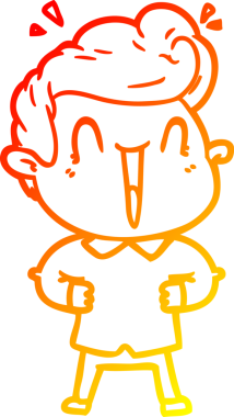 Bir insan tarafından çizilmiş, heyecanlı bir çizgi film çizimi.