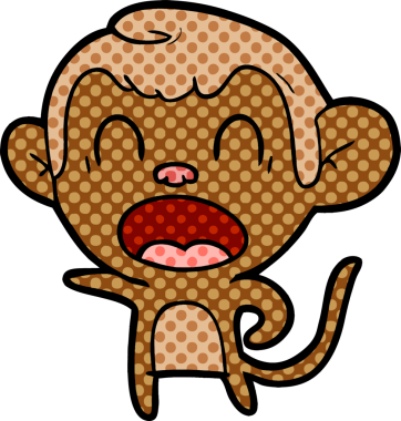 Bir insan tarafından çizilmiş bağıran çizgi maymun.