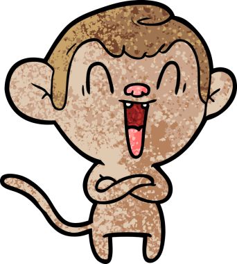 Bir insan tarafından çizilmiş gülen maymun çizgi filmi