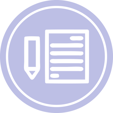 bir insan tarafından çizilmiş belge ve kalem dairesel simgesi