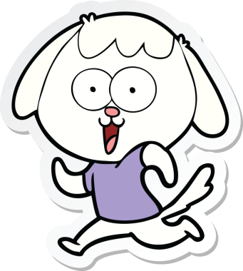 Bir insan tarafından çizilmiş şirin bir köpeğin çıkartması.