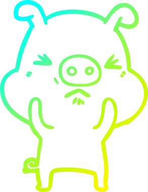 Bir insan tarafından çizilmiş kızgın bir domuzun soğuk çizgi çizimi.