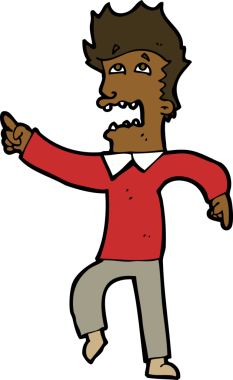 Çizgi filmdeki korkmuş adam bir insan tarafından çizilmiş.